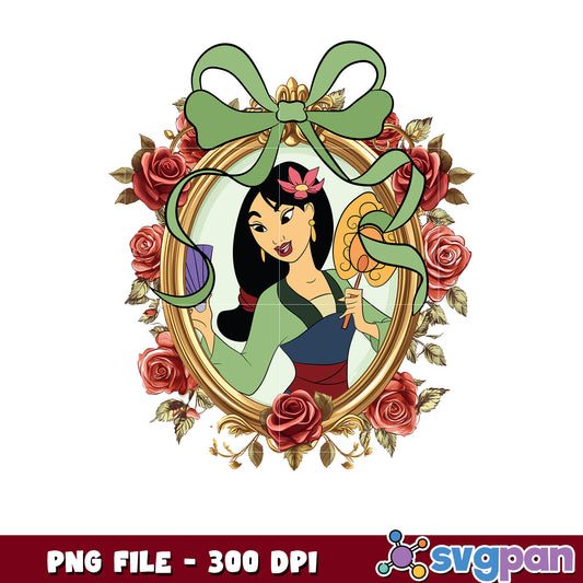 Mulan PNG Elegant Rose Frame Portrait