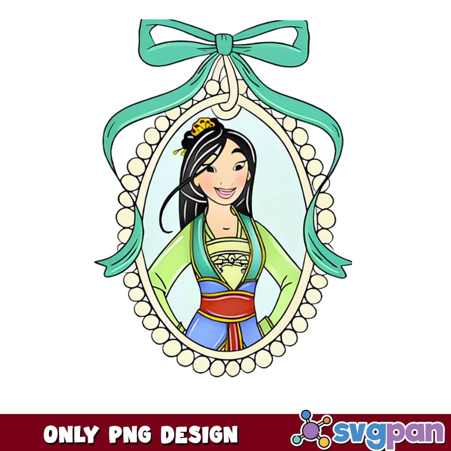 Mulan Christmas Ornament PNG, Disney Princess PNG, Holiday PNG