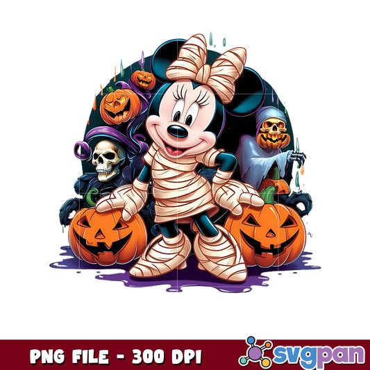 Mummy cute minnie png, spooky autumn png, fall season png
