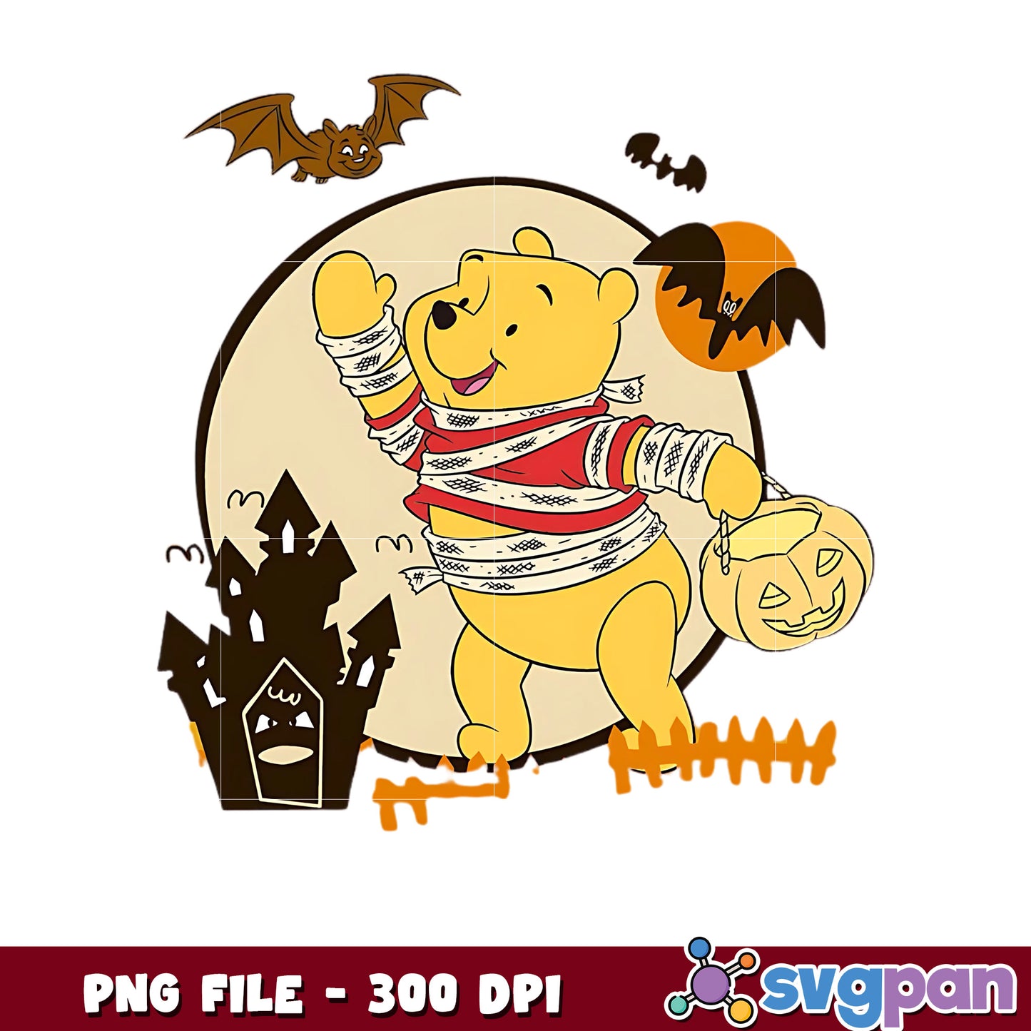 Mummy pooh png, halloween decorations png, halloween era png