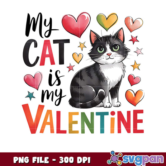 My Cat is My Valentine PNG File, Cute Cat Artwork Design