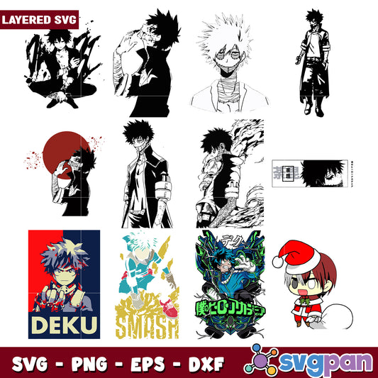 My Hero Academia SVG Bundle Layered Designs