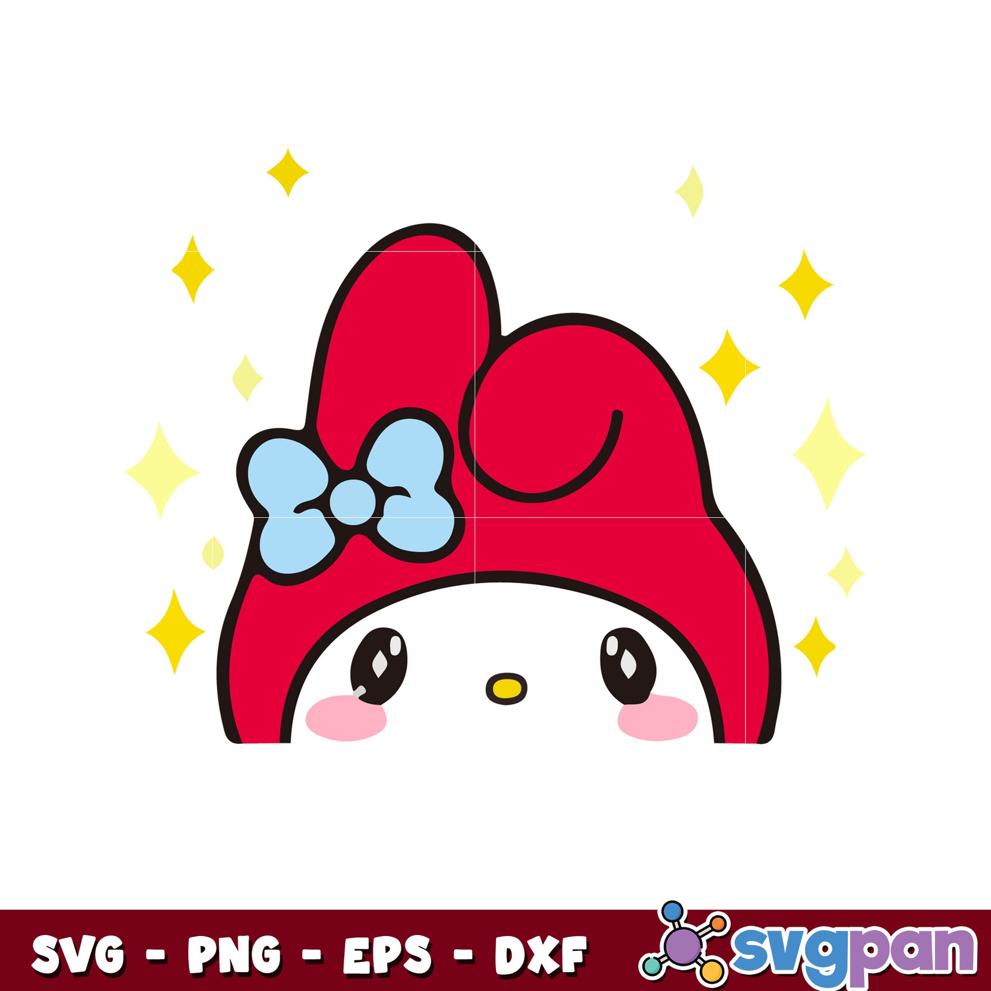 My Melody face red design svg, my melody cartoon​ svg, sanrio svg