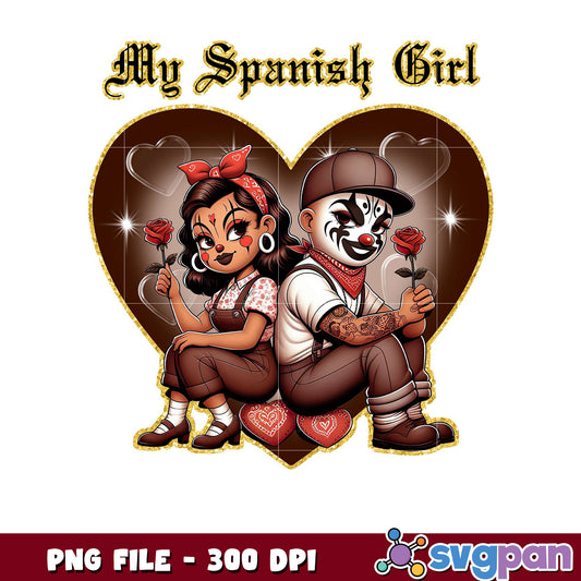 My Spanish Girl art print, vibrant PNG file for crafts