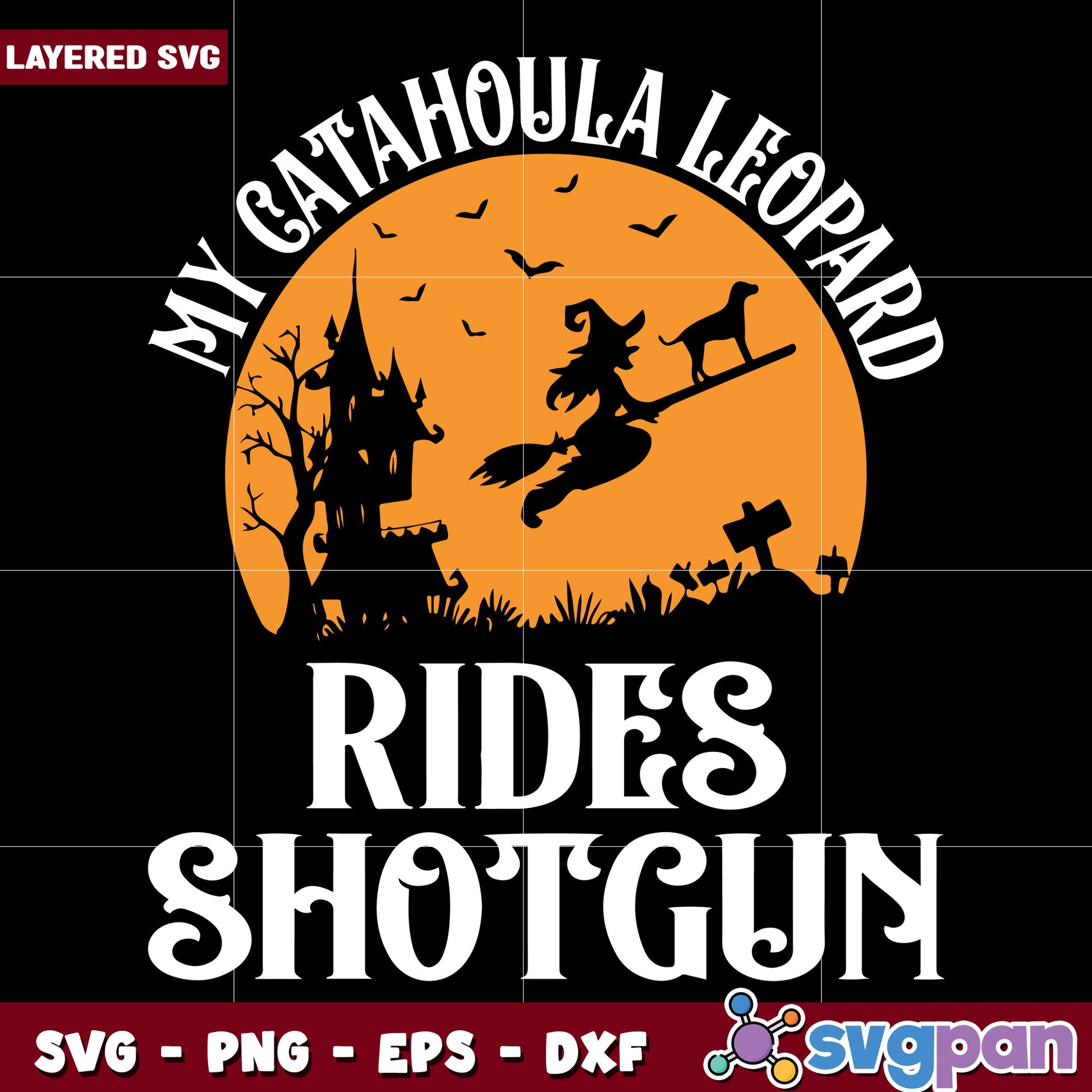 My catahoula leopard rides shotgun svg, happy halloween svg, spooky season svg