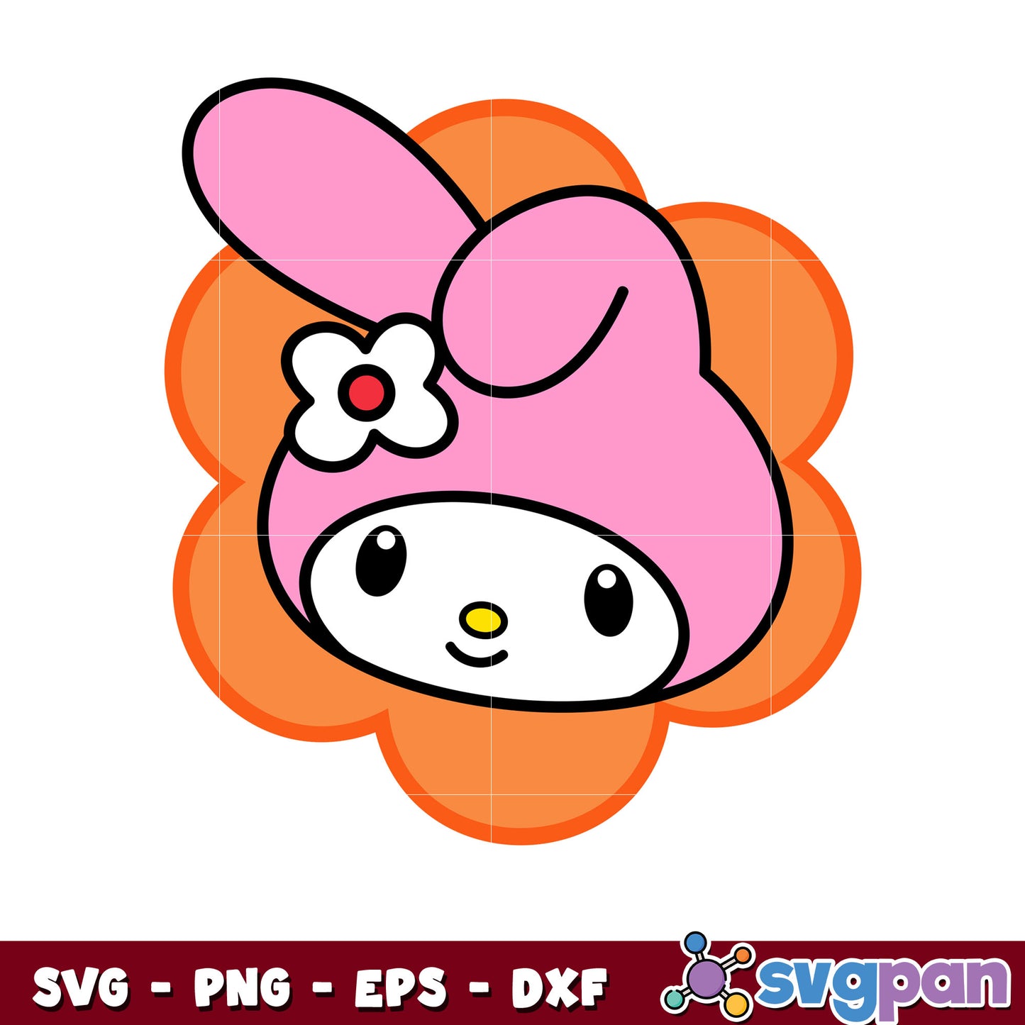 My melody face flower svg, my melody character​ svg, sanrio svg