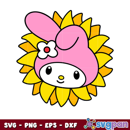 My melody face sunflower svg, my melody svg​, sanrio cartoon svg