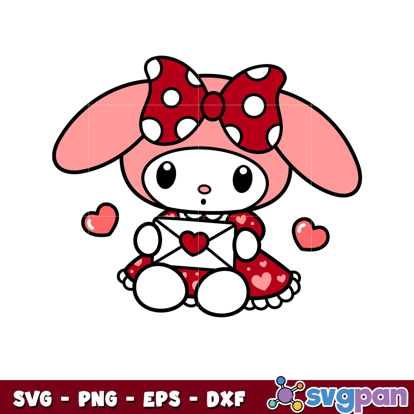 My melody love letter svg, hello kitty valentine, sanrio svg