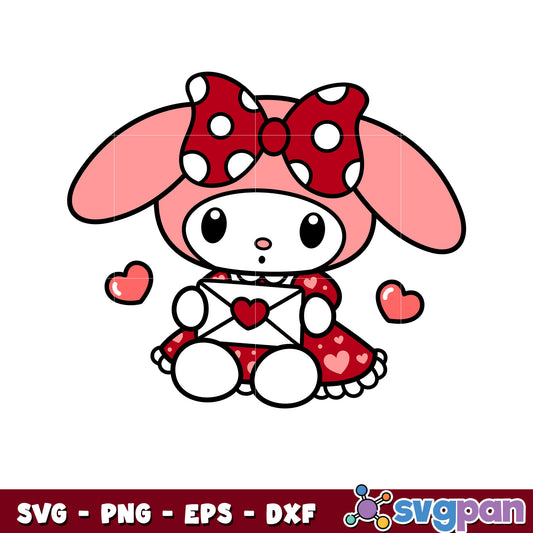 My melody love letter svg, hello kitty valentine, sanrio svg