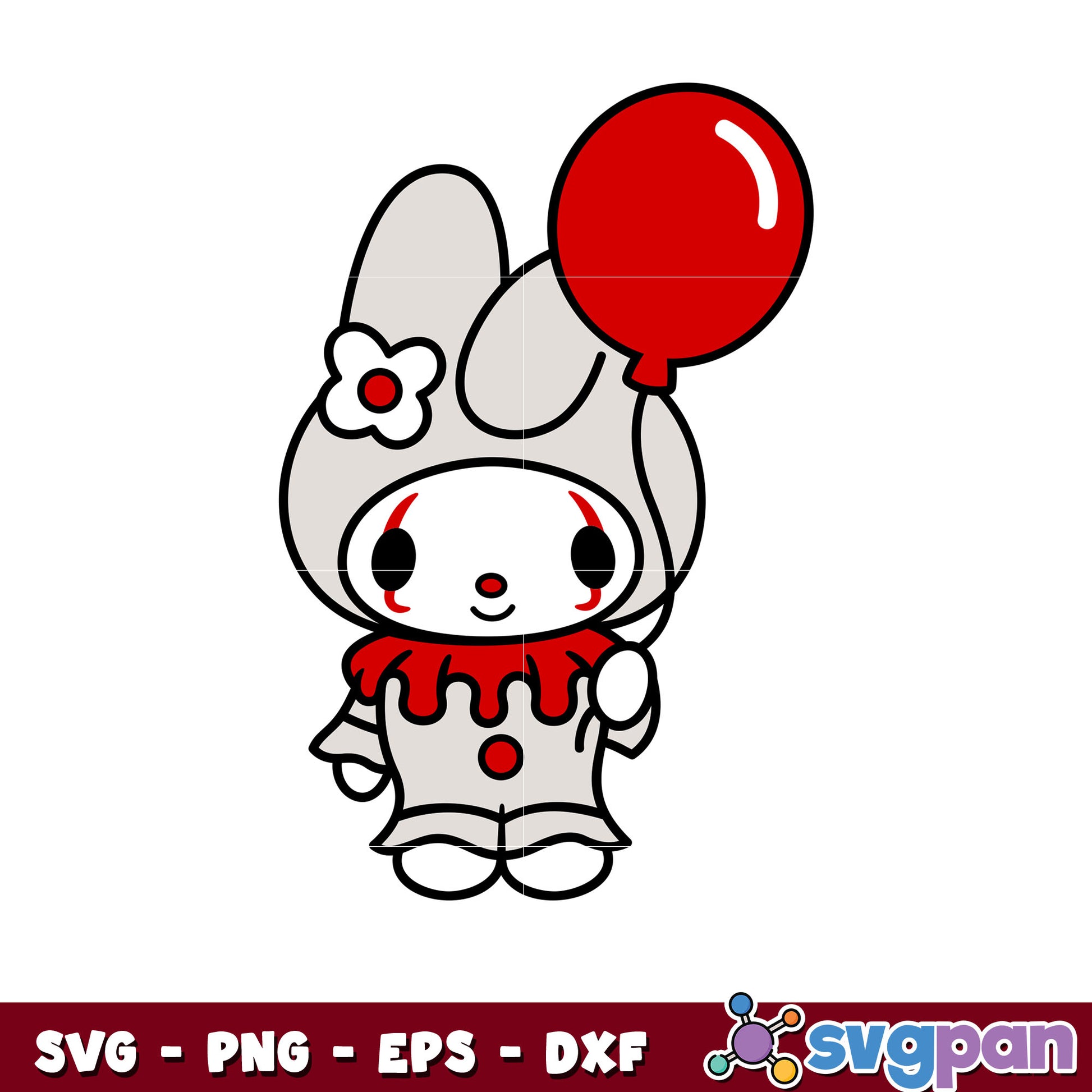 My melody pennywise balloon svg, halloween hello kitty svg