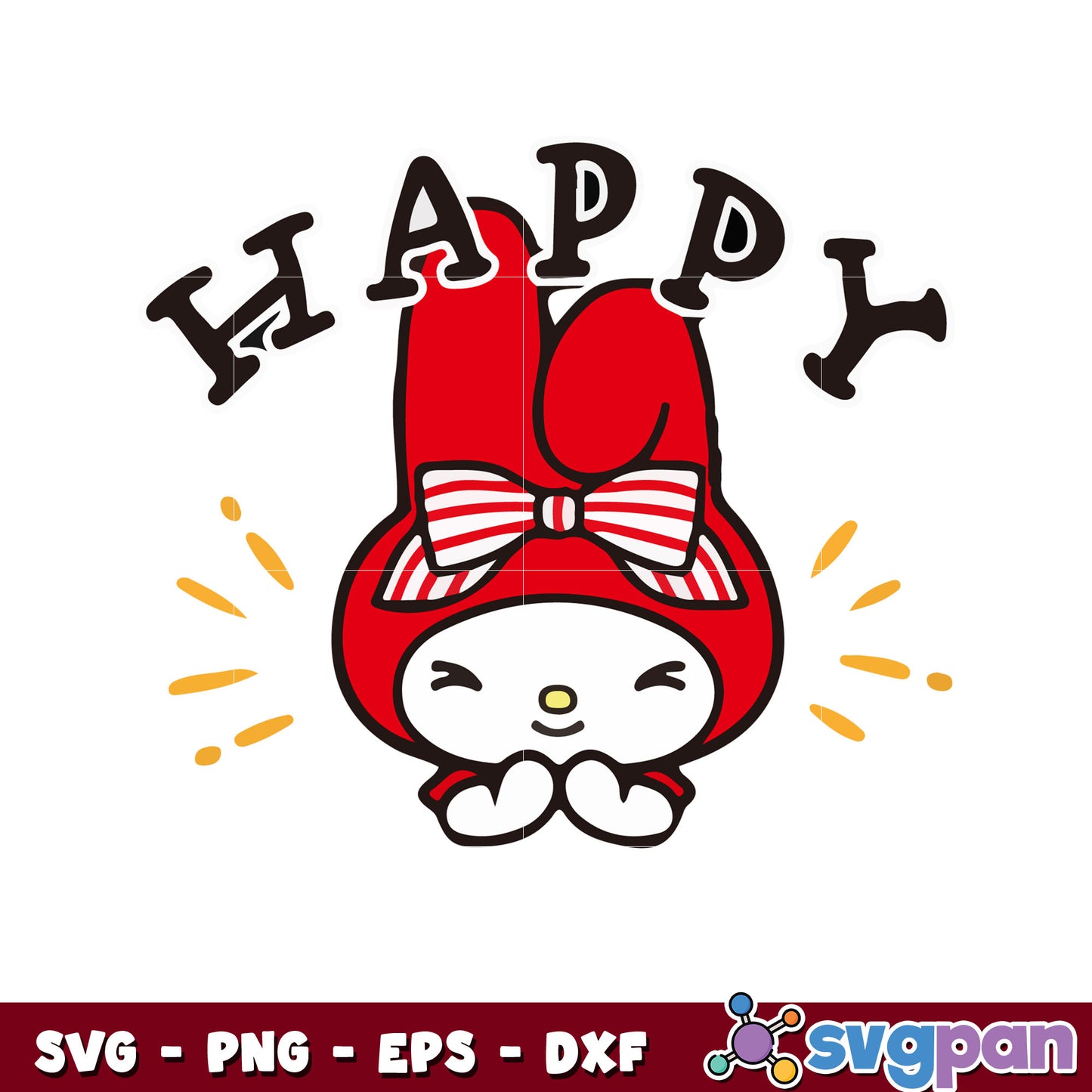 My melody red happy svg, hello kitty svg, sanrio characters cartoon svg