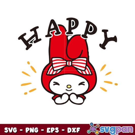 My melody red happy svg, hello kitty svg, sanrio characters cartoon svg