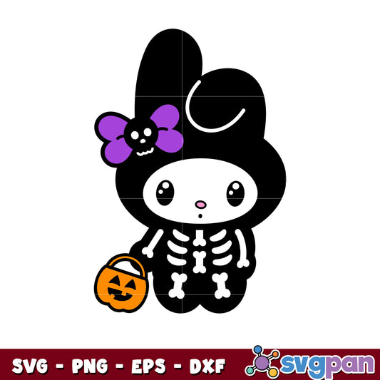 My melody skeleton halloween svg, halloween hello kitty svg, sanrio svg