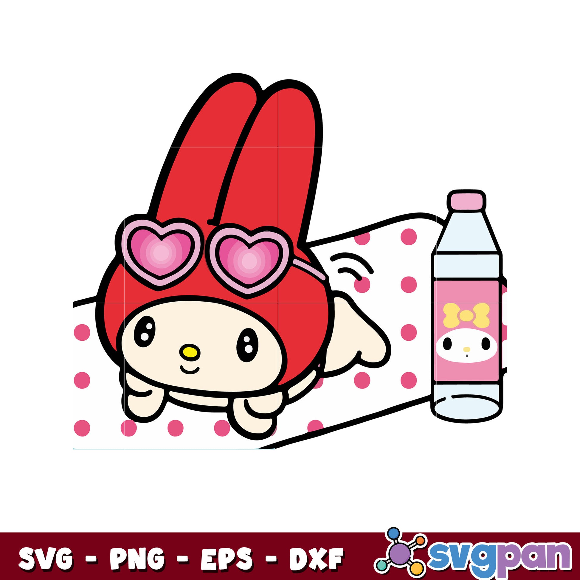 My melody summer svg, my melody svg, hello kitty svg, sanrio cartoon svg