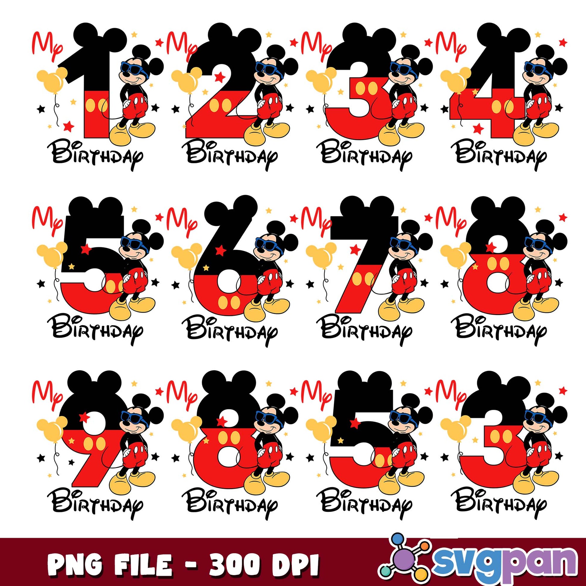My mickey birthday png bundle