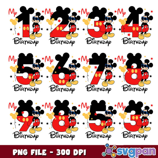 My mickey birthday png bundle