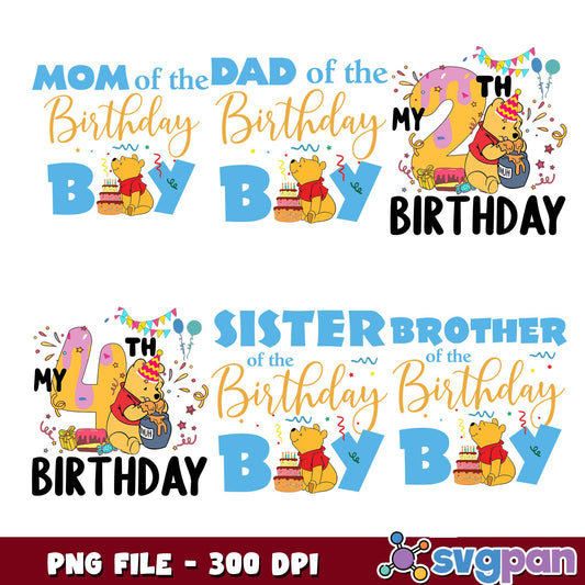 My pooh birthday png bundle