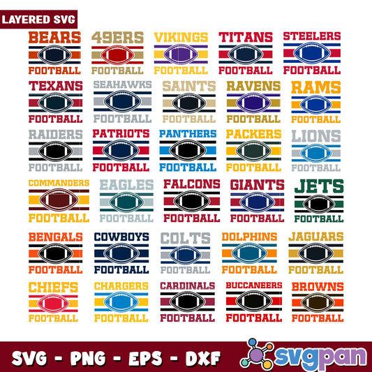 NFL Football Team SVG Bundle