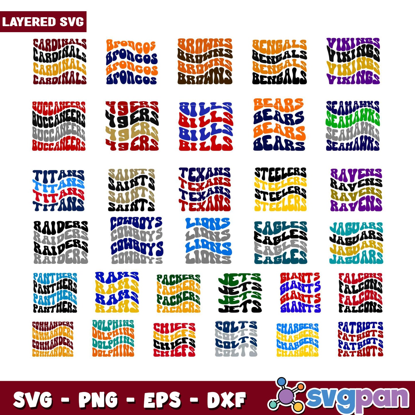 NFL Team Layered SVG Bundle