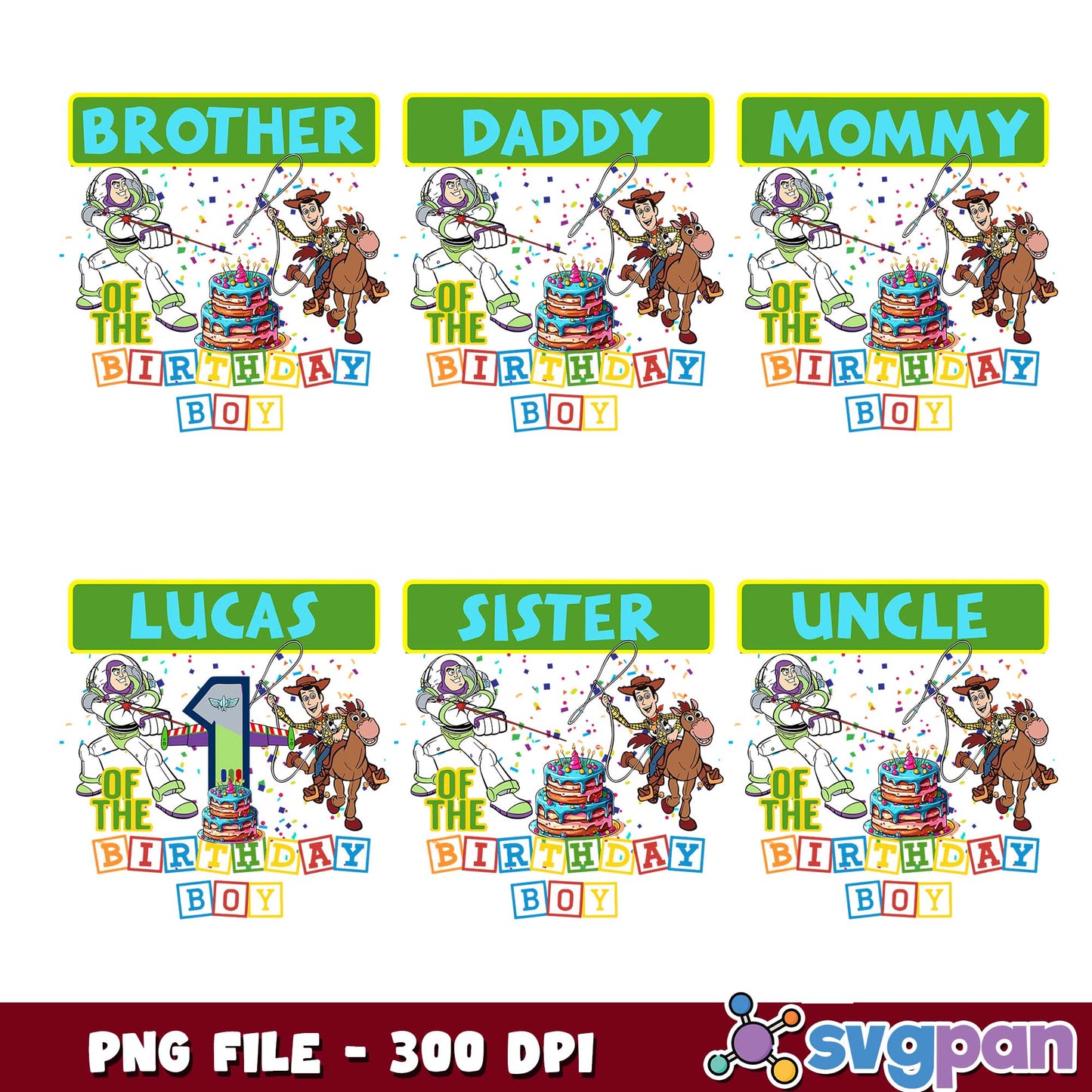 Name of the birthday boy toy story png bundle
