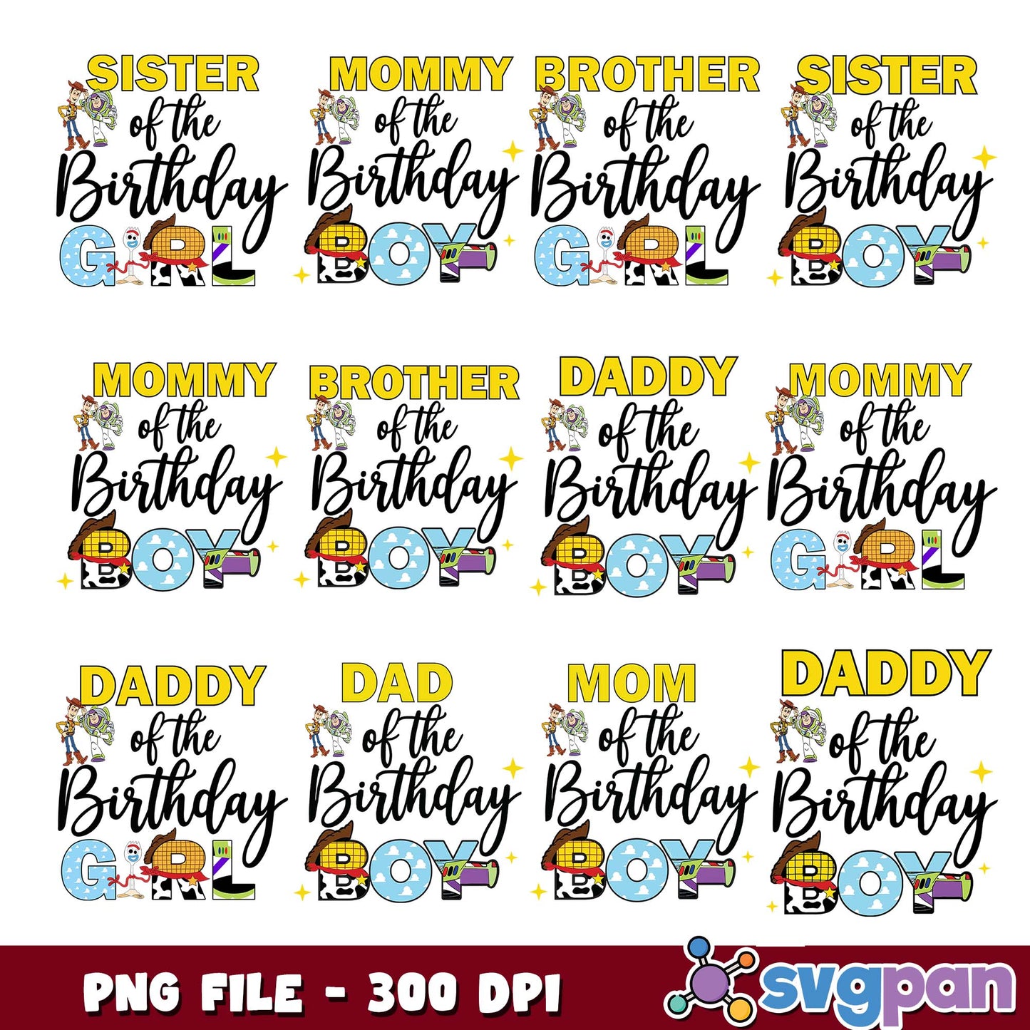 Name of the toy story birthday png bundle