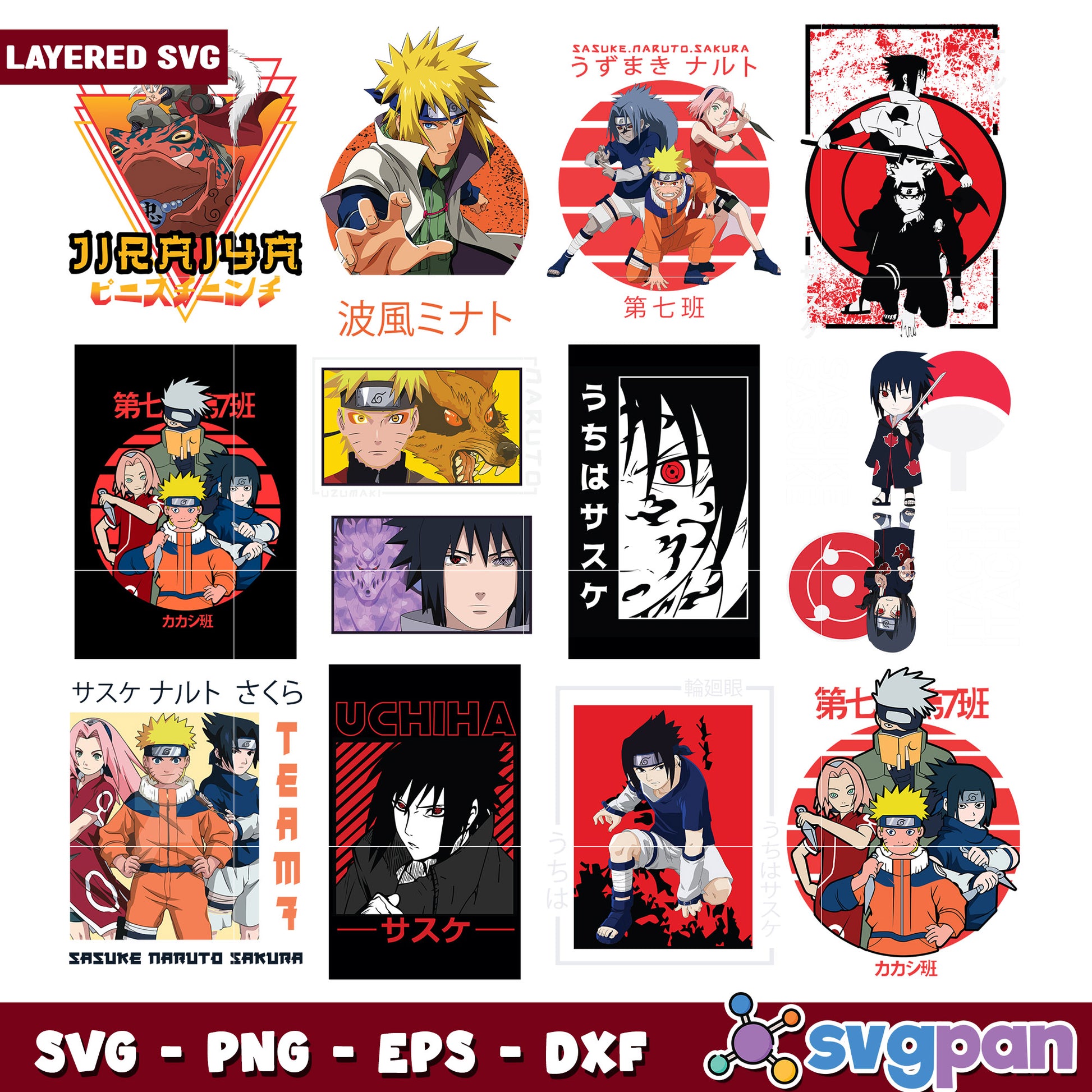 Naruto Character Bundle SVG for Craft Projects