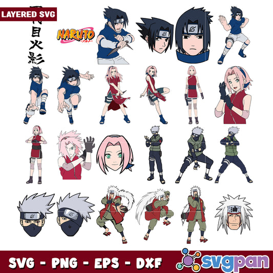 Naruto Layered SVG Bundle Characters & Faces