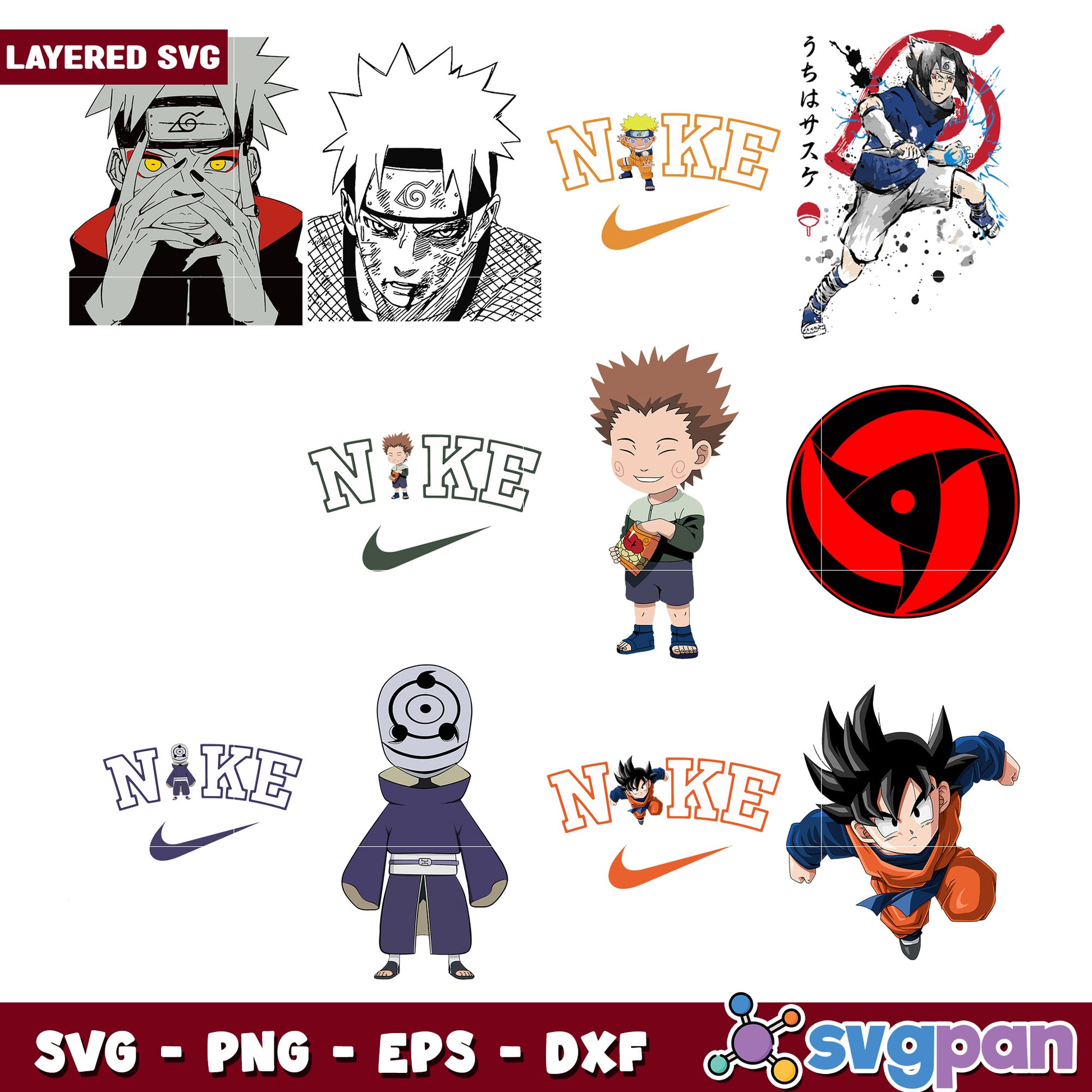 Naruto Nike SVG Bundle Layered Design