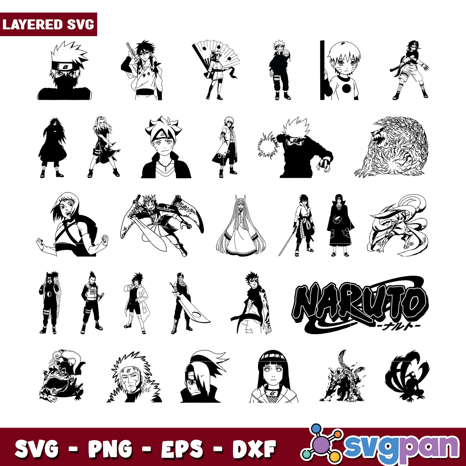 Naruto SVG Bundle Layered Characters