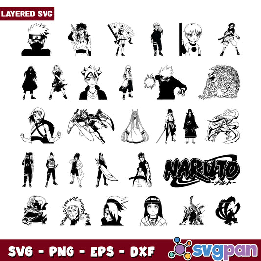 Naruto SVG Bundle Layered Characters