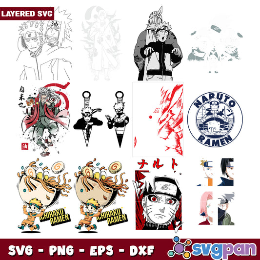 Naruto SVG Bundle Layered Designs & Characters
