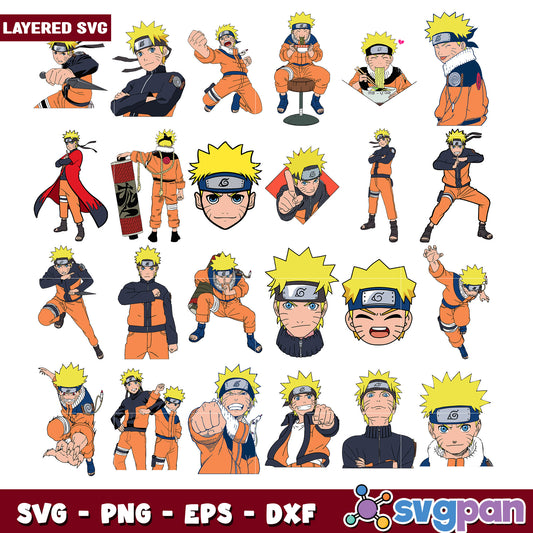 Naruto SVG Bundle Layered PNG, EPS, DXF