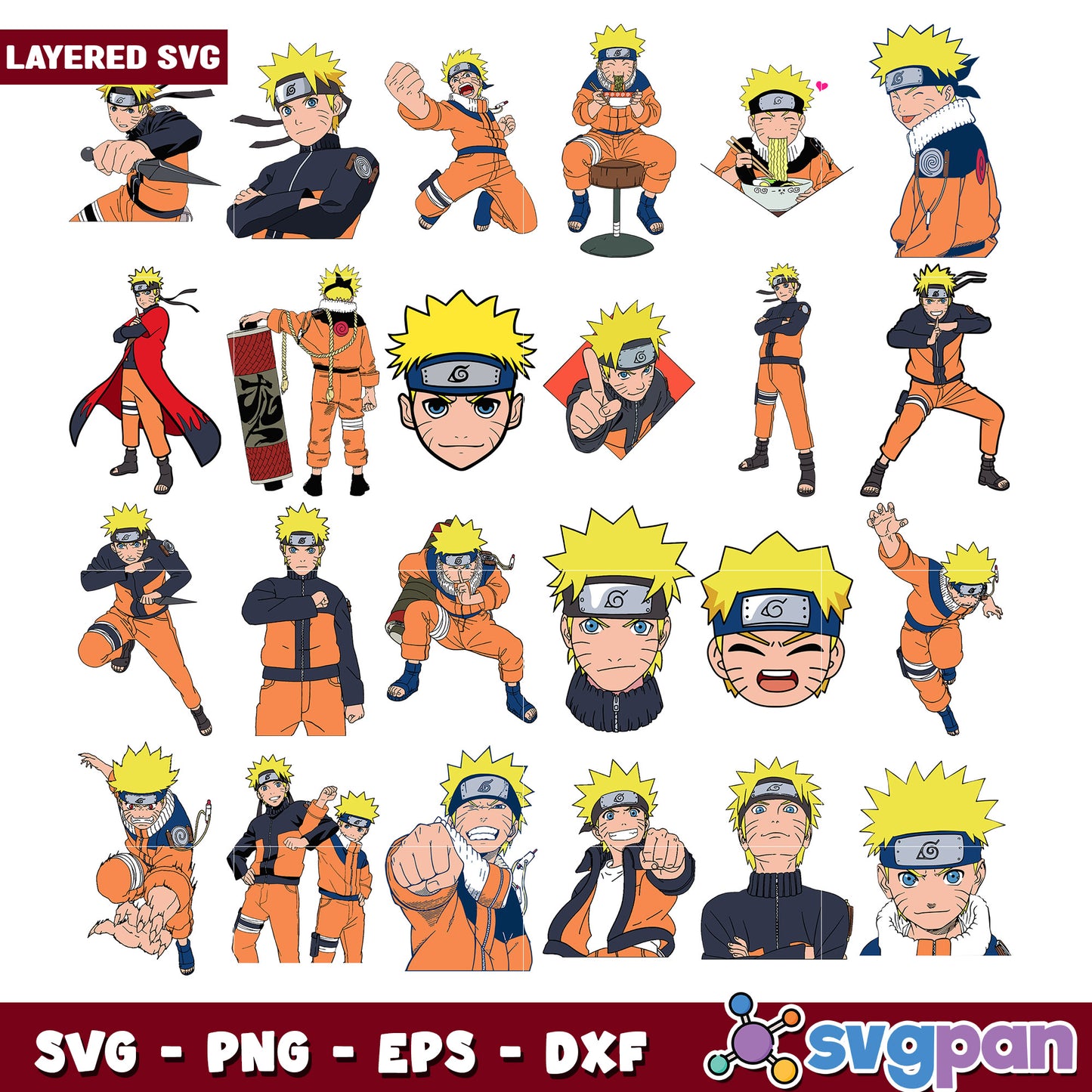 Naruto SVG Bundle Layered PNG, EPS, DXF Files