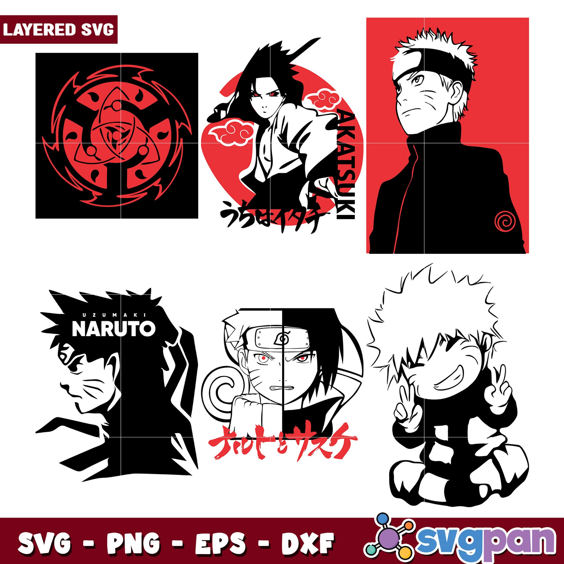 Naruto and Akatsuki Themed SVG Bundle Set