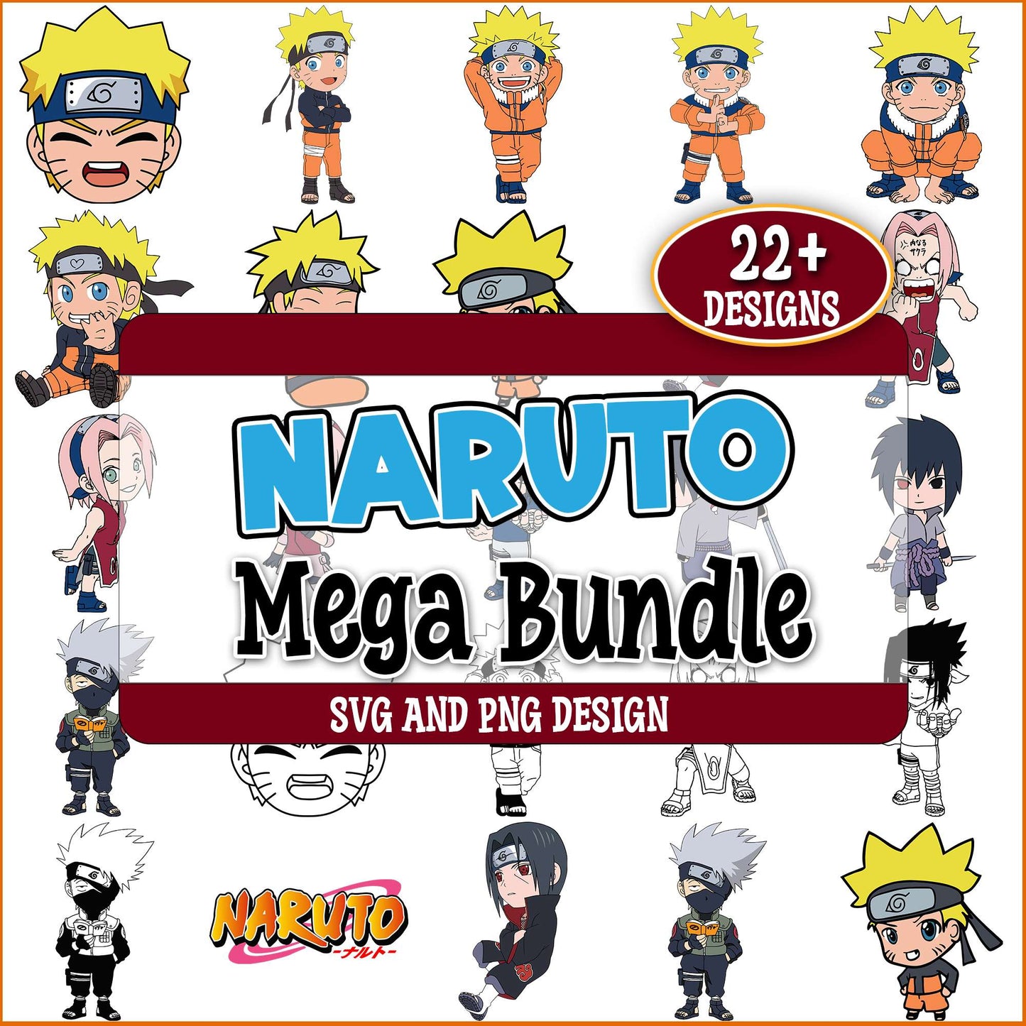 Naruto chibi set svg bundle