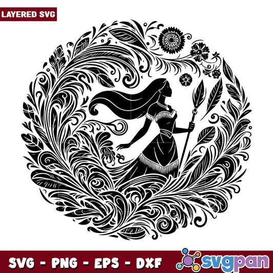 Native American Woman Floral SVG