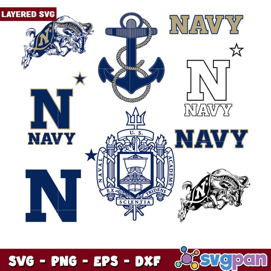 Navy Bundle SVG Logos, Mascot, Anchor