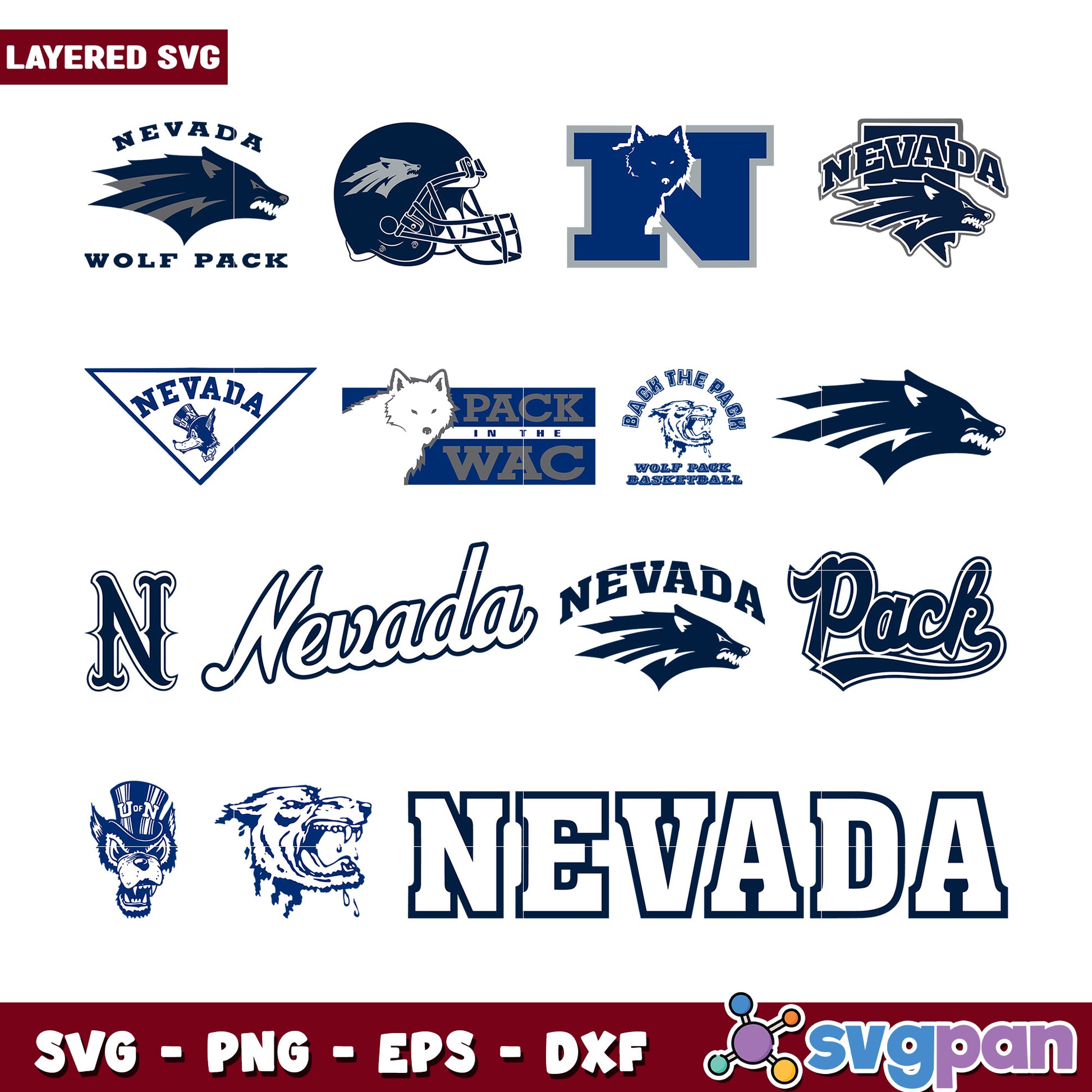 Nevada Wolf Pack Bundle SVG Designs for Uploads