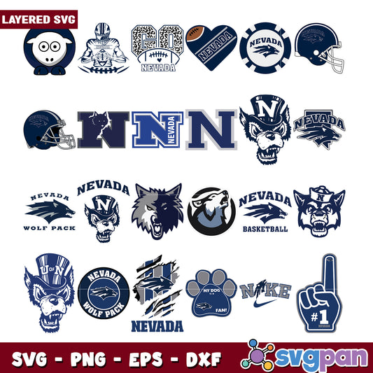 Nevada Wolf Pack SVG Bundle Layered Designs