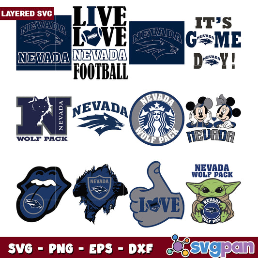 Nevada Wolf Pack SVG Bundle for Football Fans