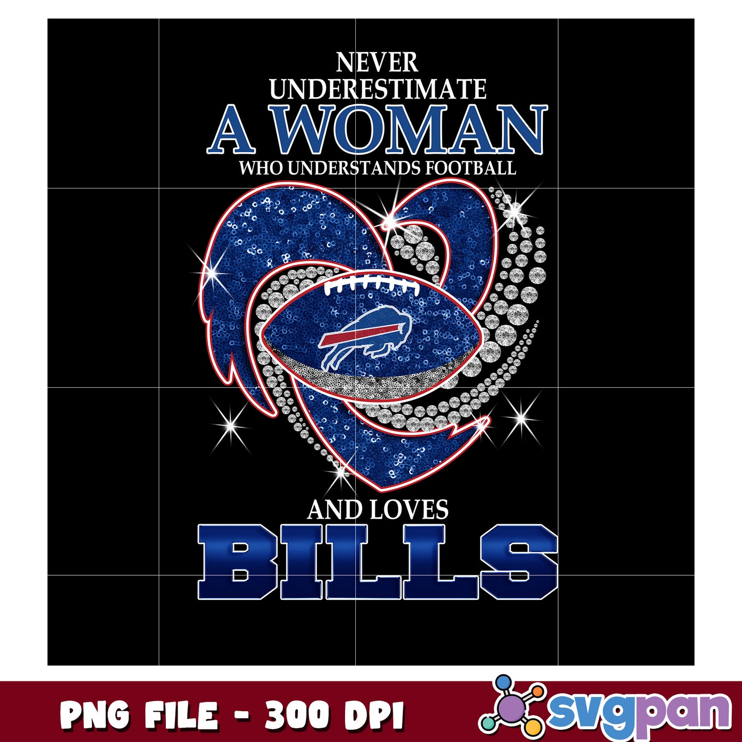 Never underestimate women who understand and loves bills png, nfl logo png