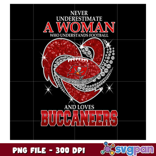 Never underestimate women who understand and loves buccaneers png, nfl logo png
