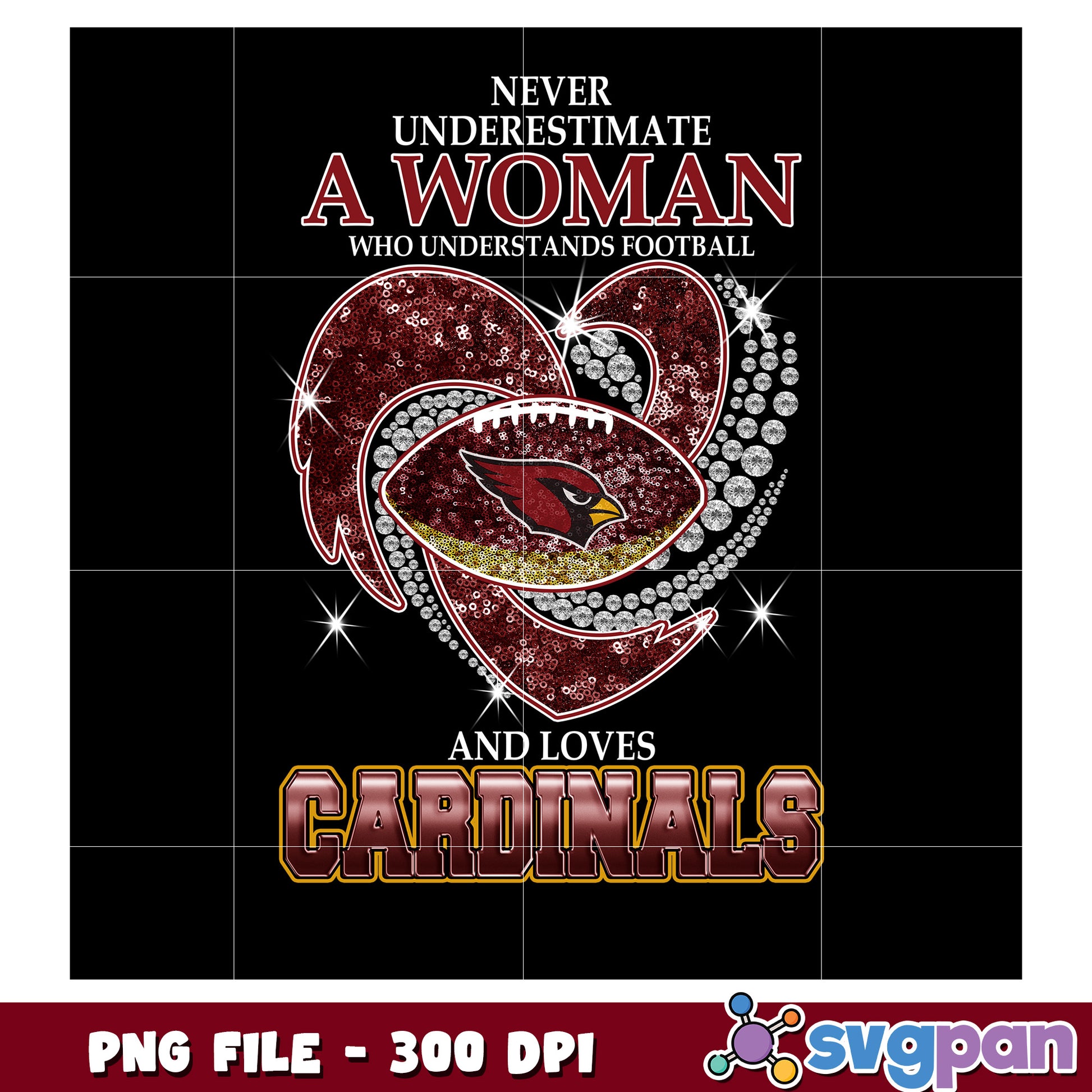 Never underestimate women who understand and loves cardinals png, nfl logo png
