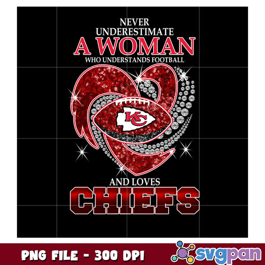 Never underestimate women who understand and loves chiefs png, nfl logo png