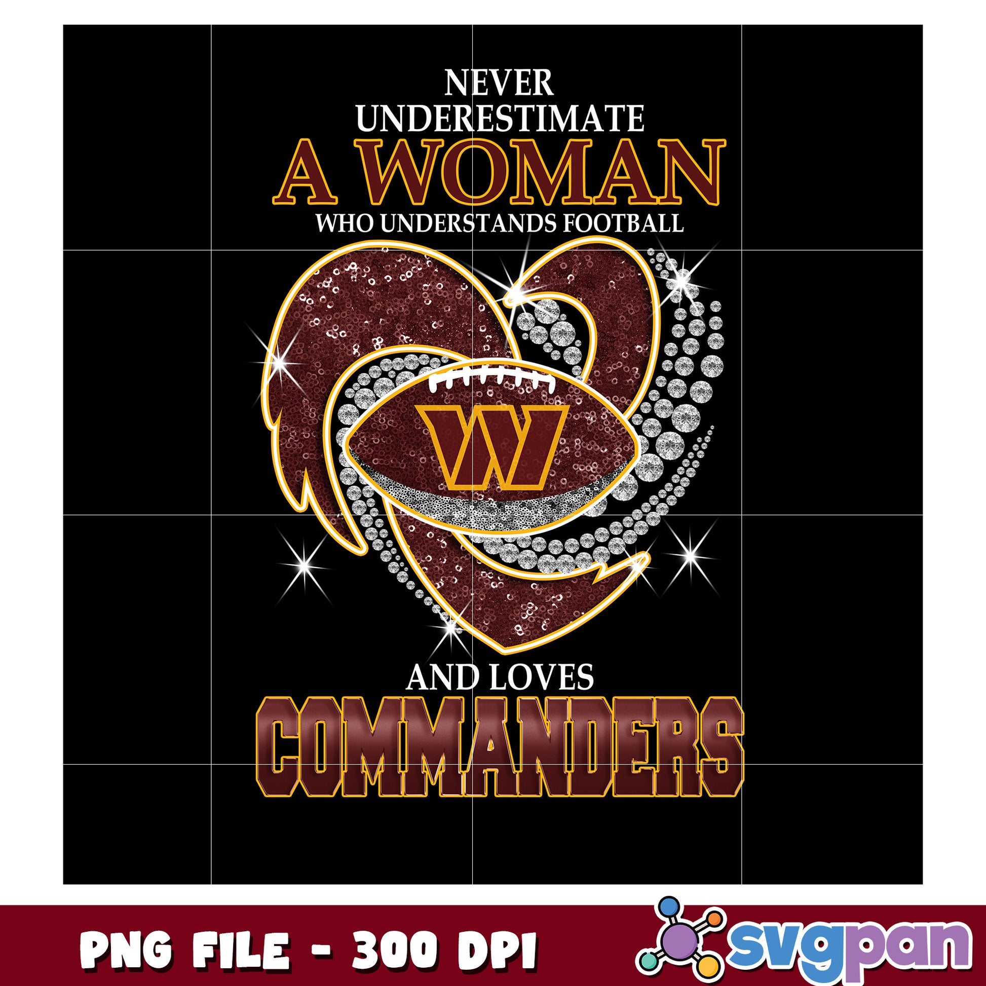 Never underestimate women who understand and loves commanders png, nfl logo png