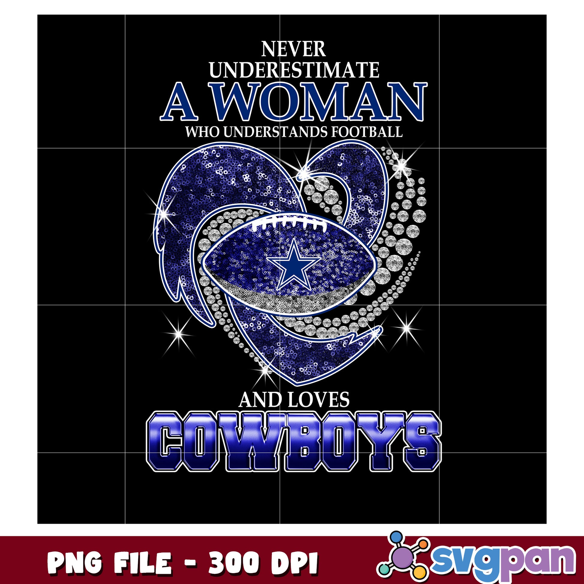 Never underestimate women who understand and loves cowboys png, nfl logo png