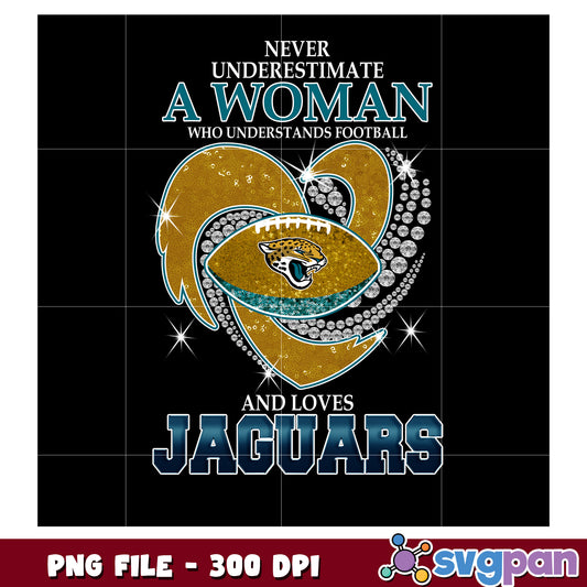 Never underestimate women who understand and loves jaguars png, nfl logo png