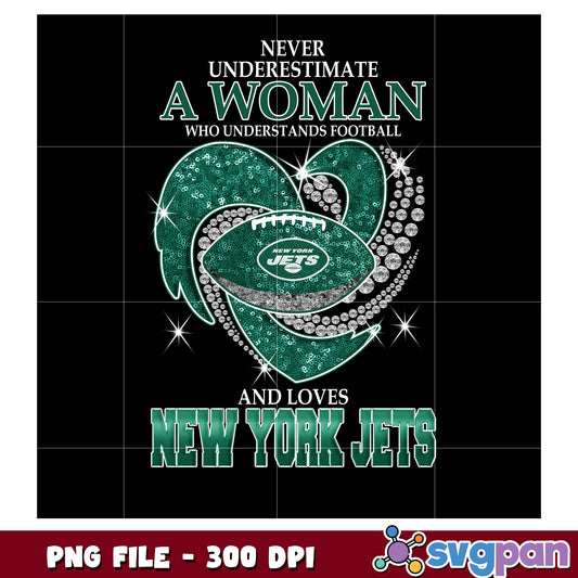 Never underestimate women who understand and loves jets png, nfl logo png