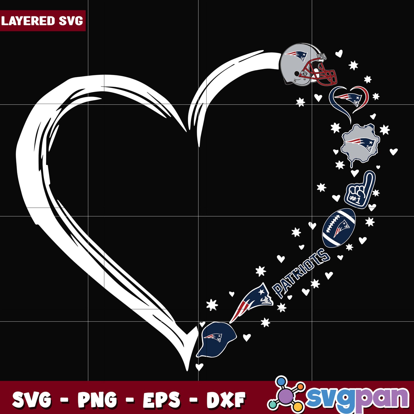 New England Patriots heart logo svg, nfl network svg, nfl patriots svg