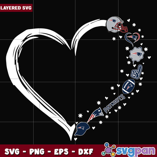 New England Patriots heart logo svg, nfl network svg, nfl patriots svg
